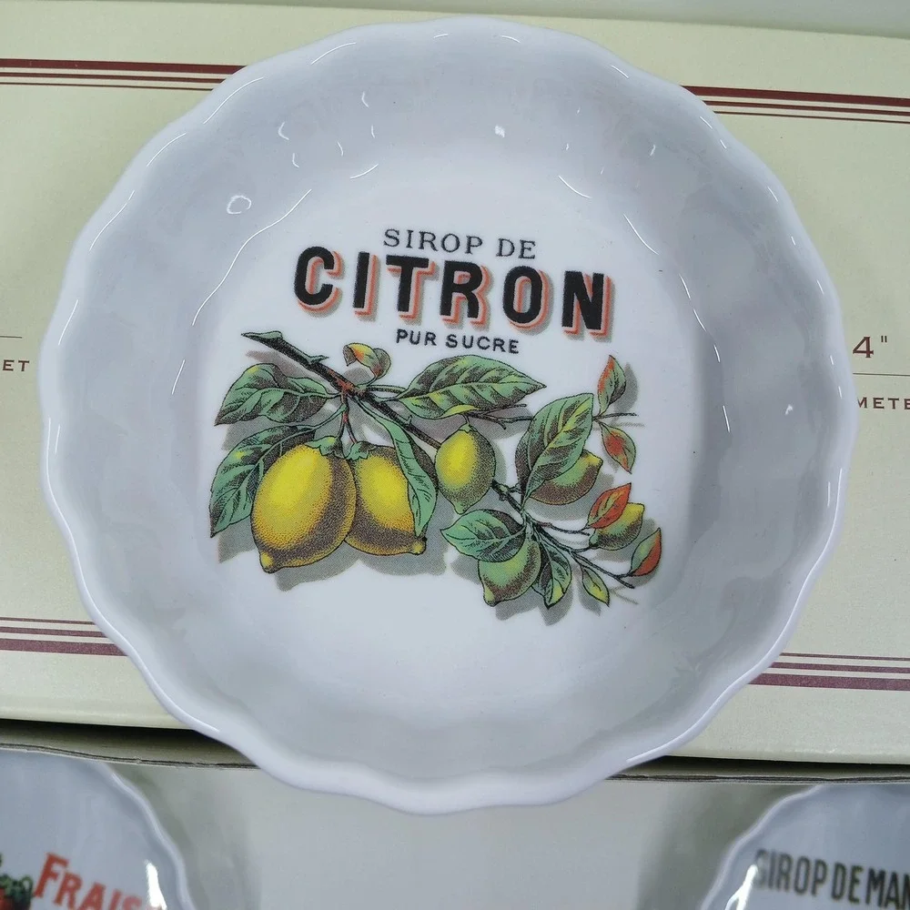 Williams-Sonoma Harvest Market Ramekins Set Of 6 White‎ Fruit 4 In Italy Ceramic